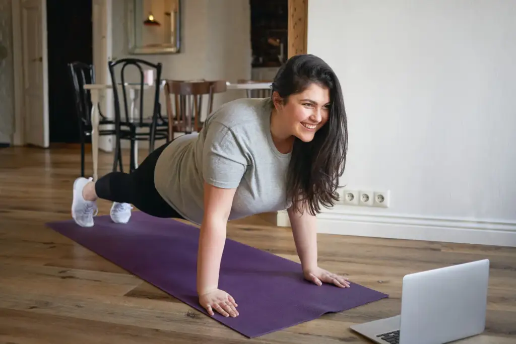 Push-ups chest exercise at home without equipment for beginners