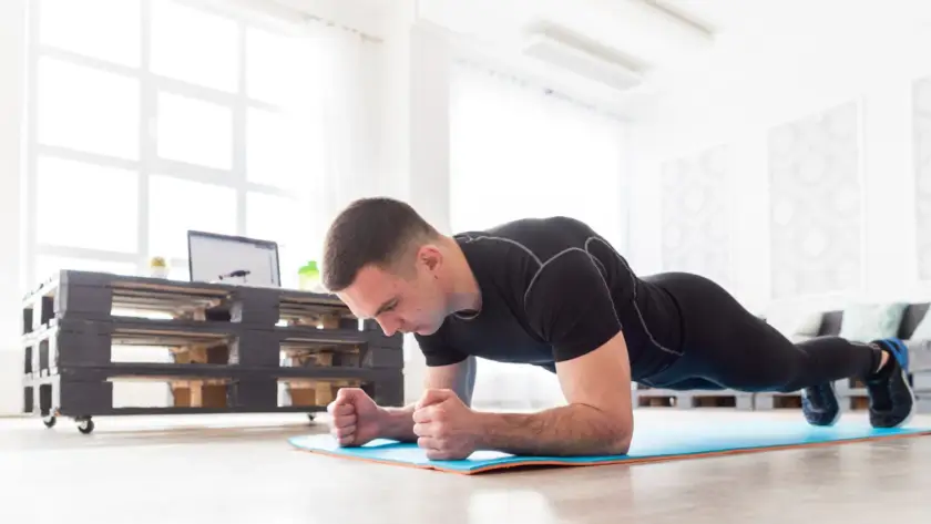 Plank workout at home without equipment for core strength