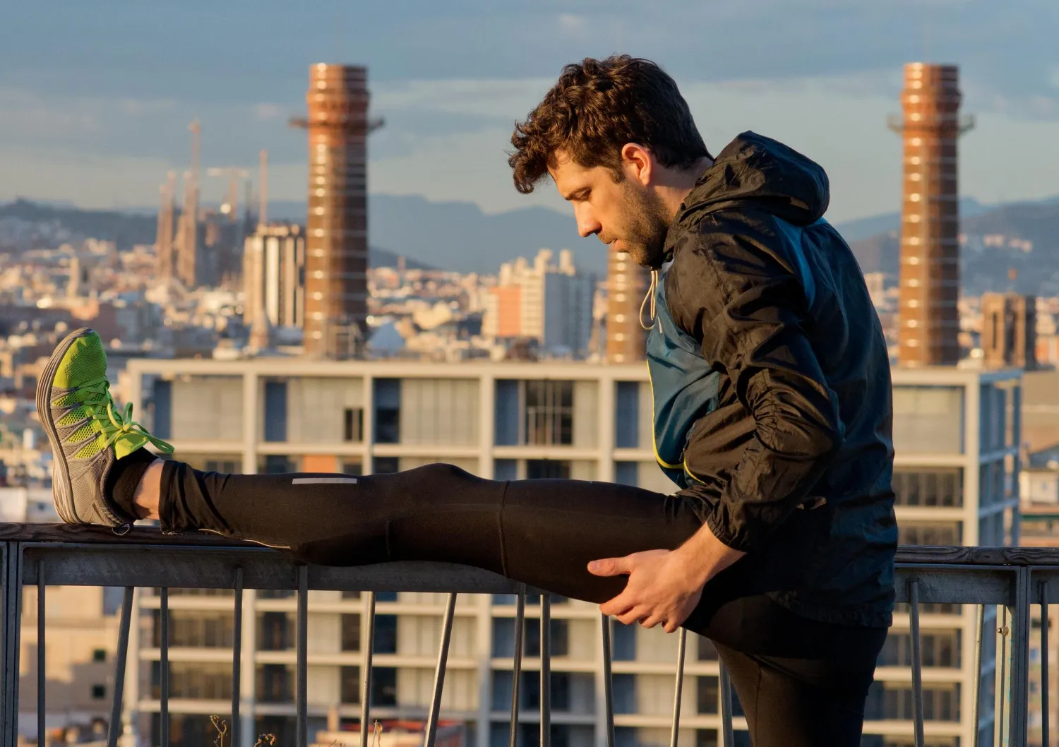 Person doing morning exercise routine in the park during sunrise for better energy and focus.