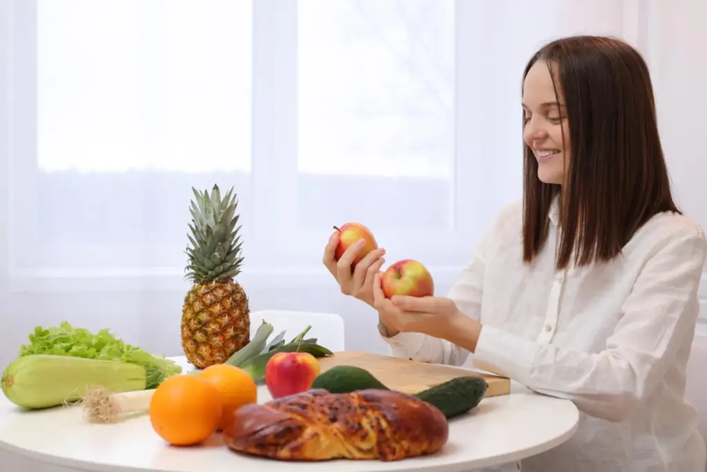 Yogurt, kefir, fruits, and vegetables for gut health and digestion