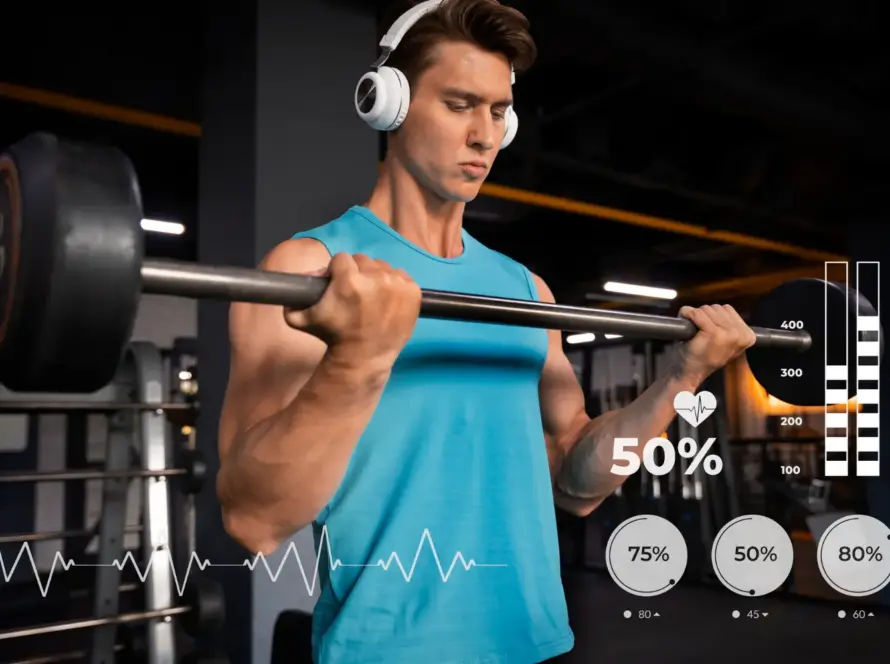 VO2 Max fitness metric concept showing heart, lungs, and muscles in action