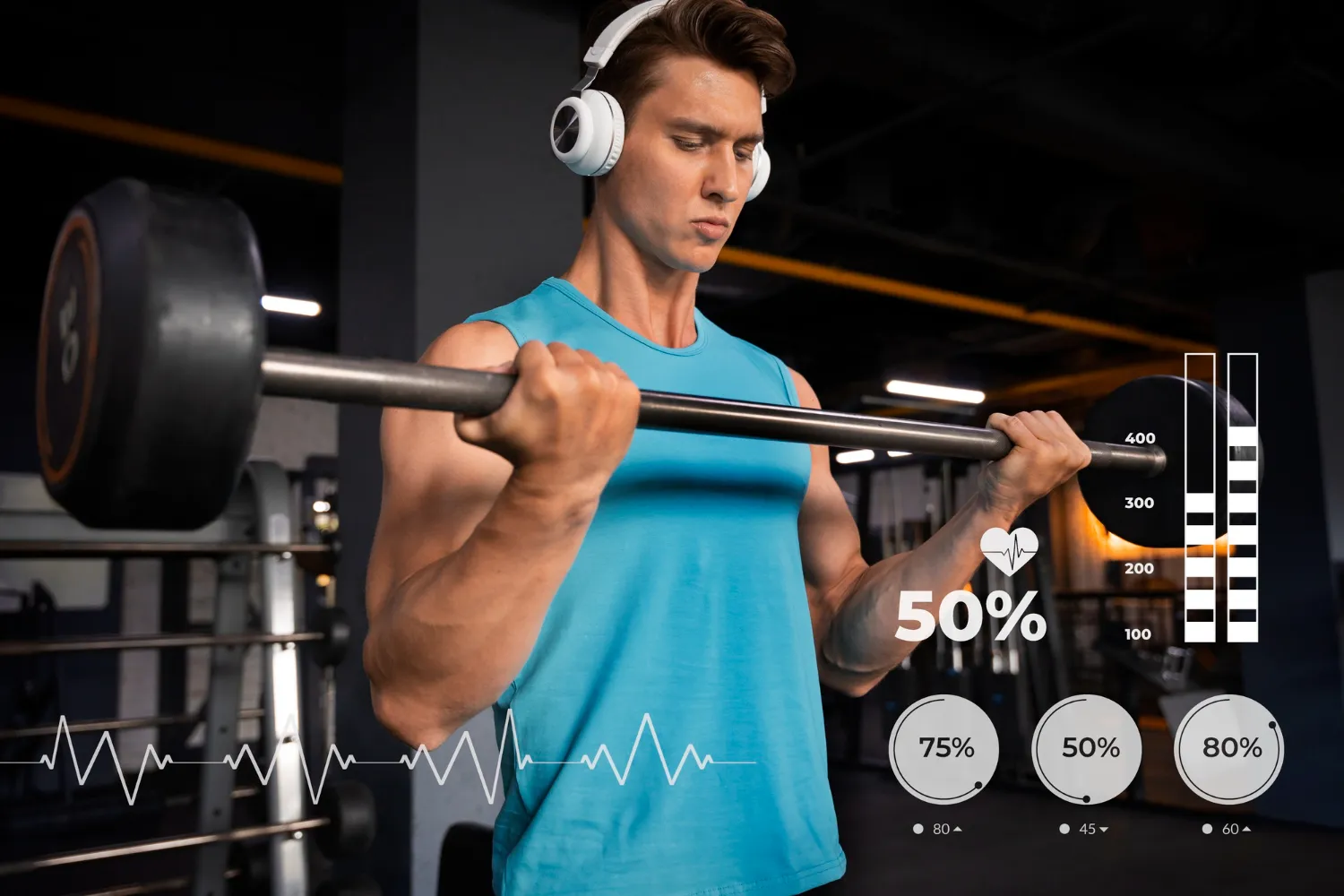 VO2 Max fitness metric concept showing heart, lungs, and muscles in action