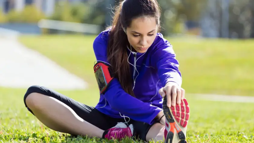Athlete following a sports injury recovery program with guided exercises